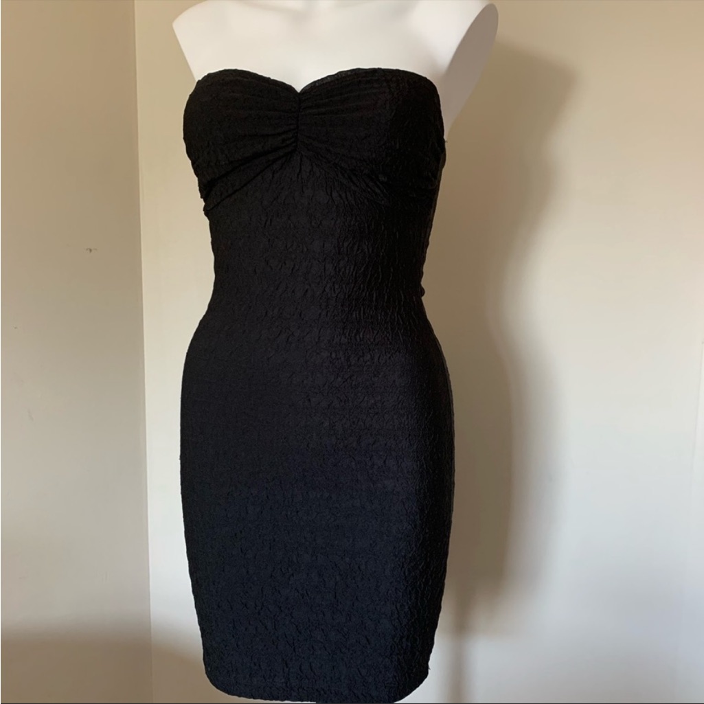 Body Central Black Crepe Strapless Dress